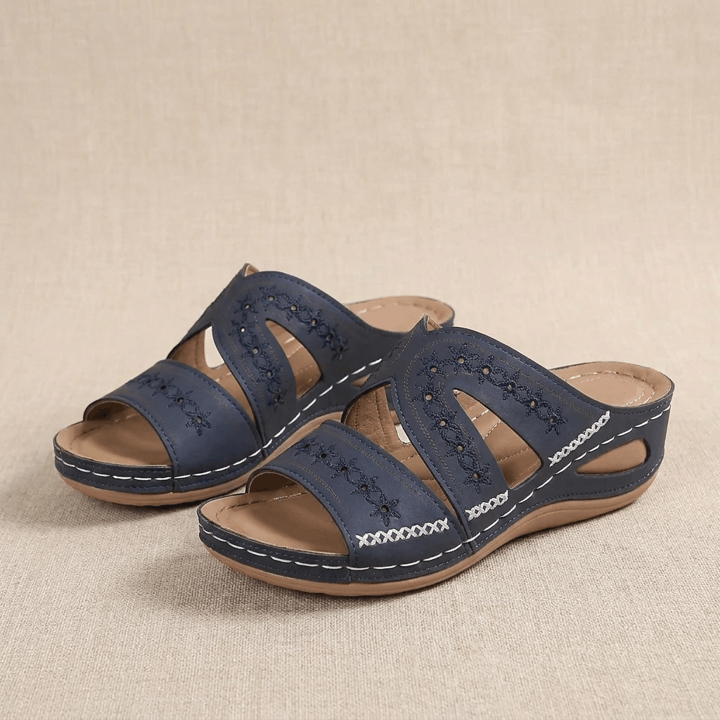 Madeline Comfort Wedge Sandals – Lightweight Arch Support Slip-On Slides