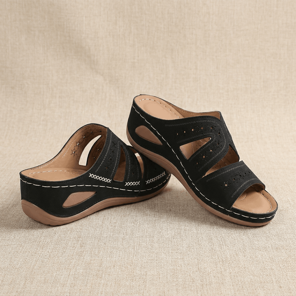 Madeline Comfort Wedge Sandals – Lightweight Arch Support Slip-On Slides