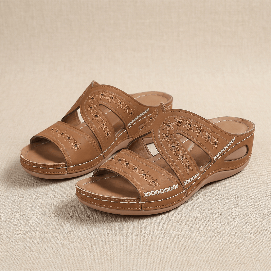 Madeline Comfort Wedge Sandals – Lightweight Arch Support Slip-On Slides
