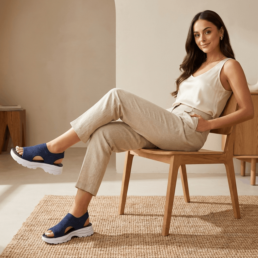 Rosalie Breathable Knit Platform Sandals – Lightweight Cushioned Summer Comfort