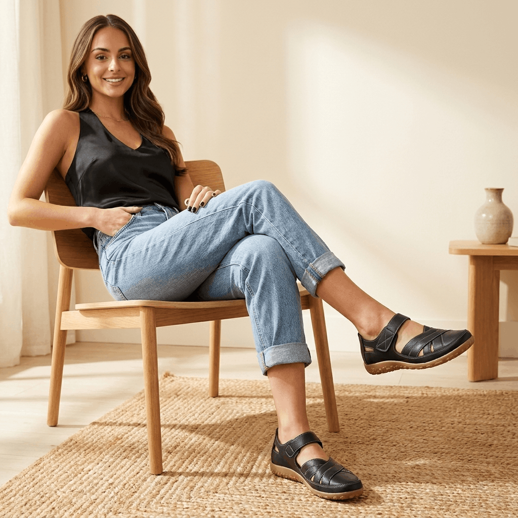 Florence Leather Comfort Sandals – Adjustable Lightweight Everyday Shoes