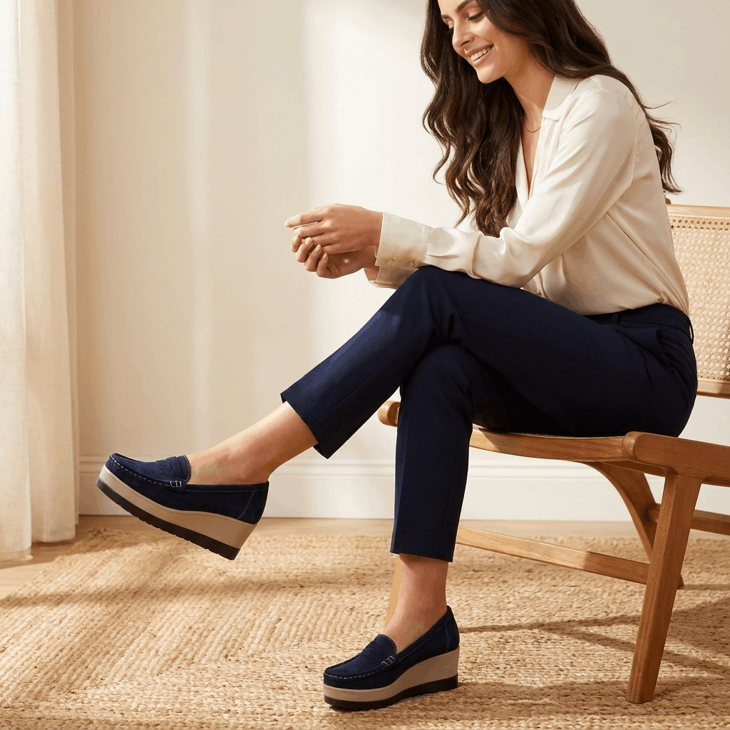 Sabrina Suede Platform Loafers – Lightweight Hand-Stitched Everyday Comfort
