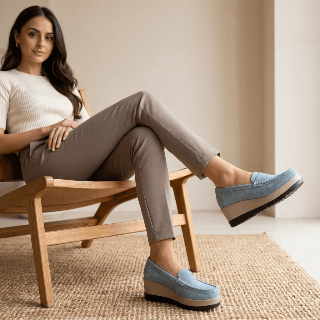 Sabrina Suede Platform Loafers – Lightweight Hand-Stitched Everyday Comfort