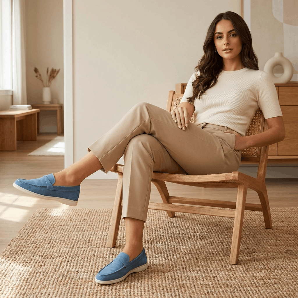 Celeste Suede Slip-On Loafers – Cushioned Everyday Comfort Shoes