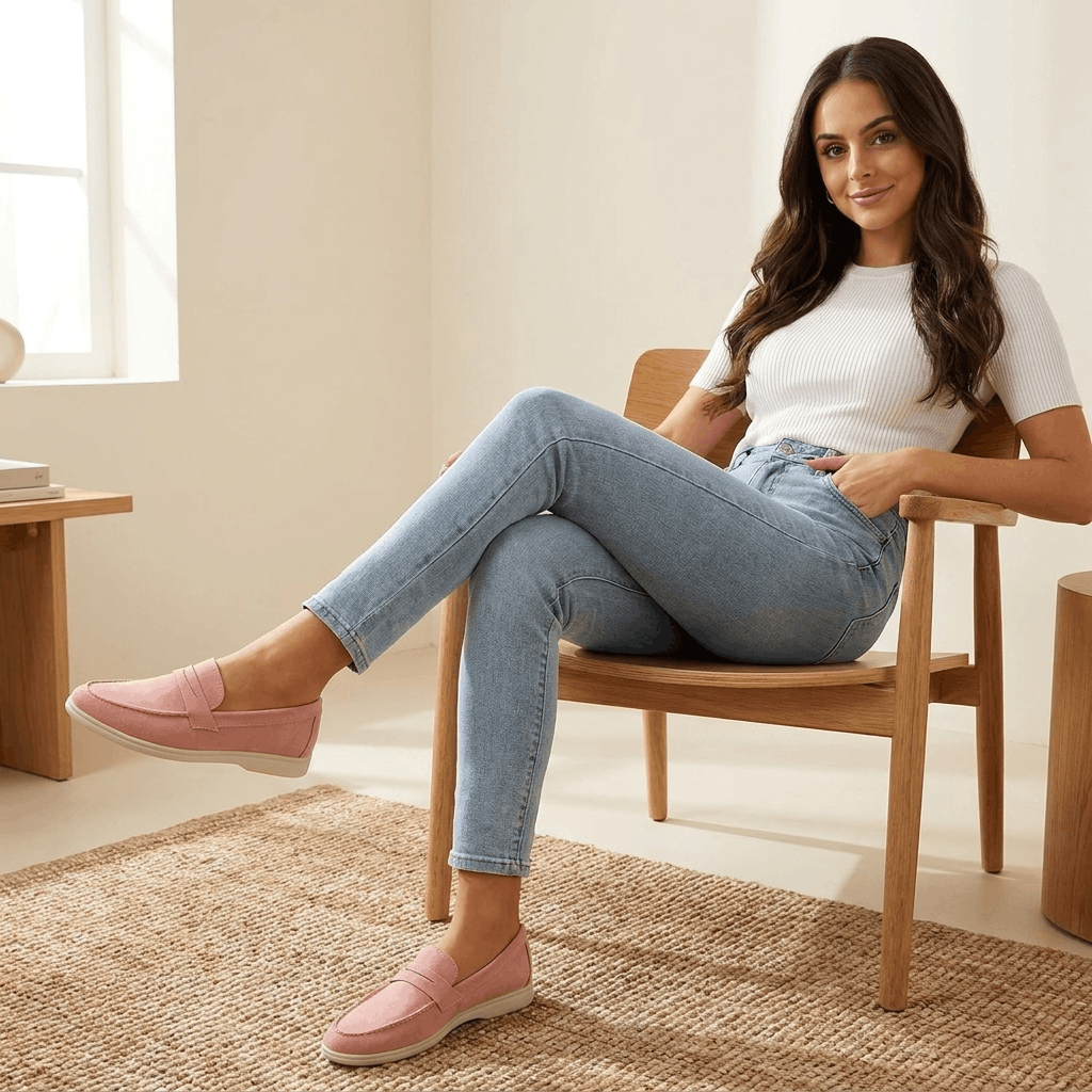 Celeste Suede Slip-On Loafers – Cushioned Everyday Comfort Shoes