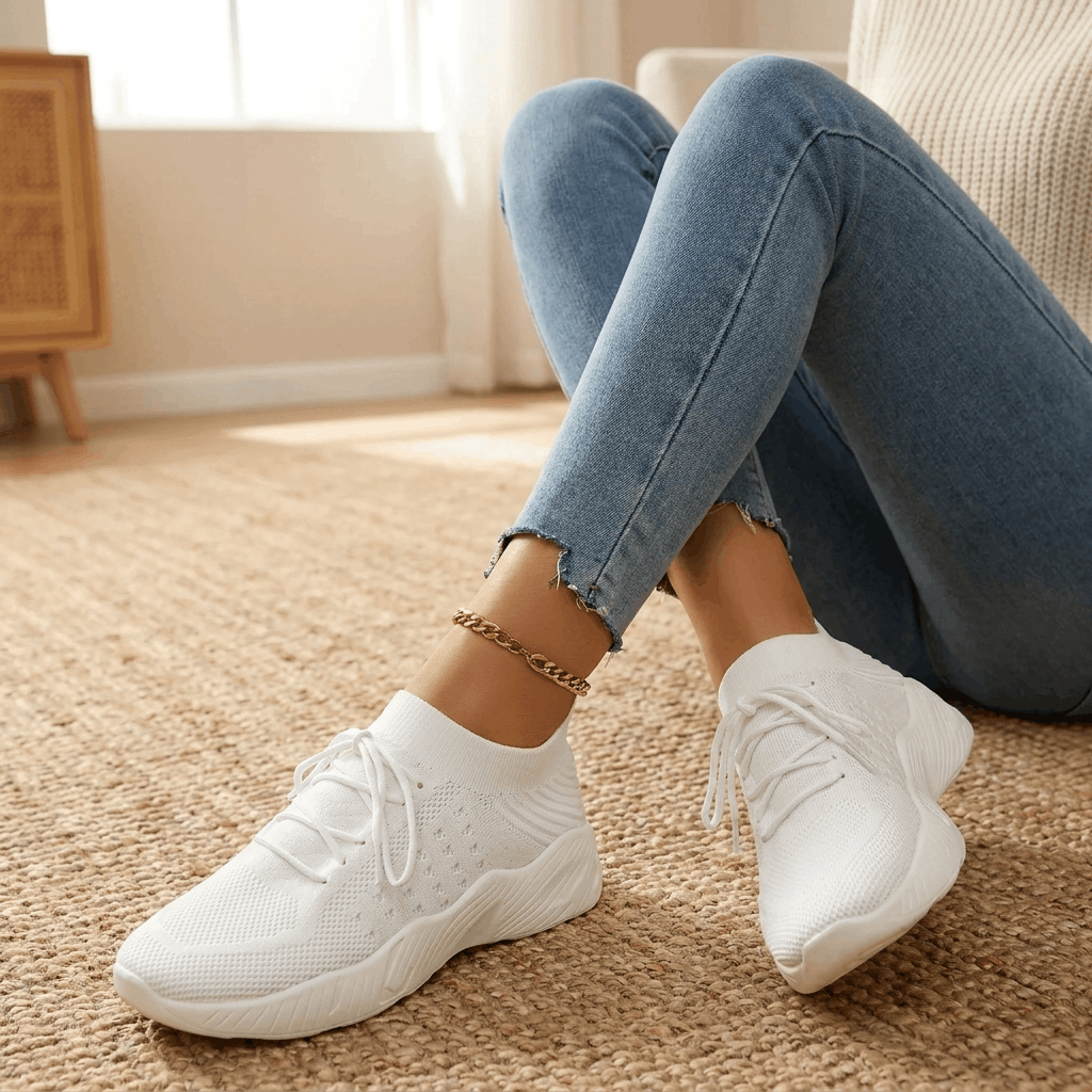 Emma Breathable Knit Sneakers – Lightweight Cushioned Walking Shoes