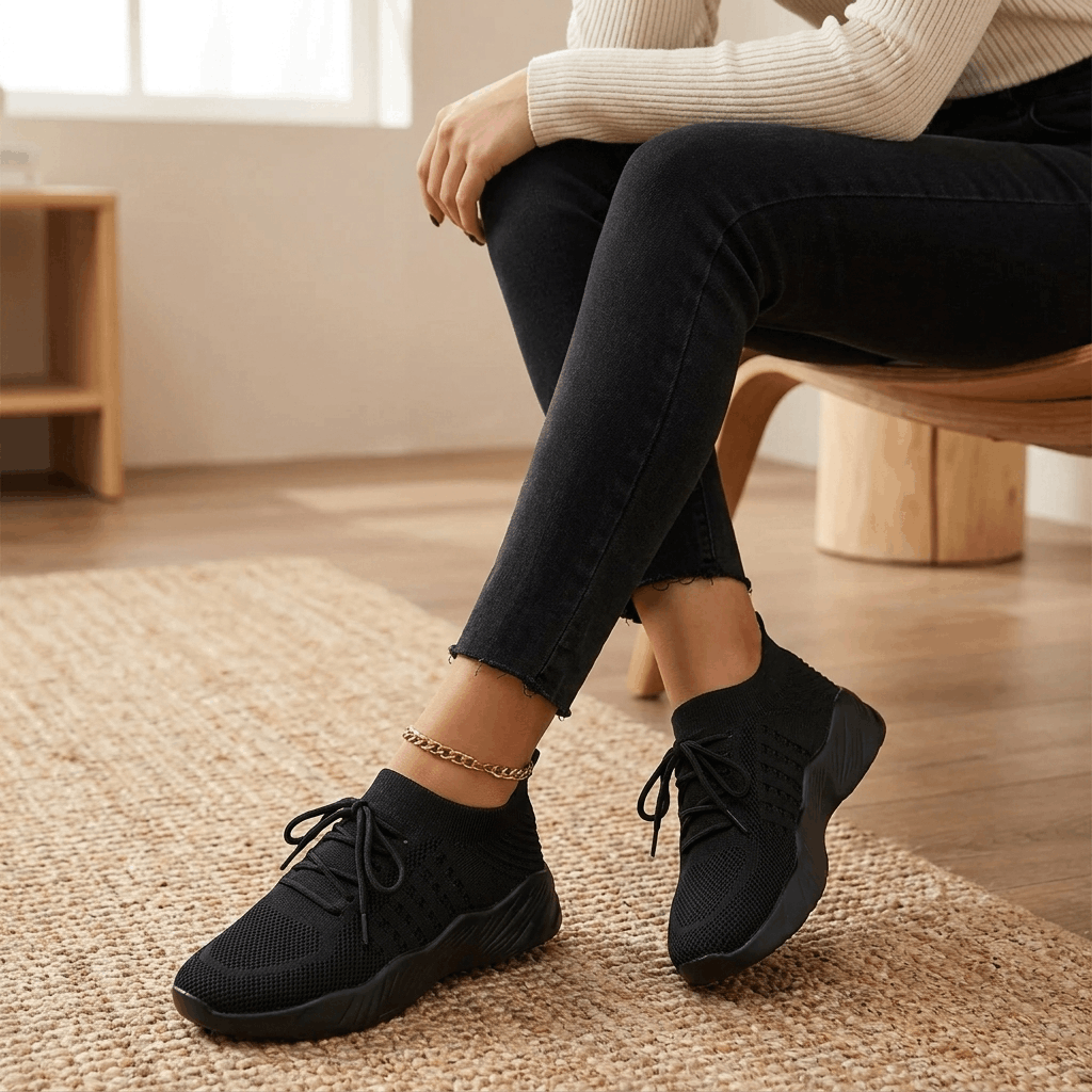 Emma Breathable Knit Sneakers – Lightweight Cushioned Walking Shoes