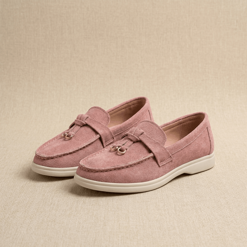 Celeste Suede Tassel Loafers – Gold Accent Slip-On Flats