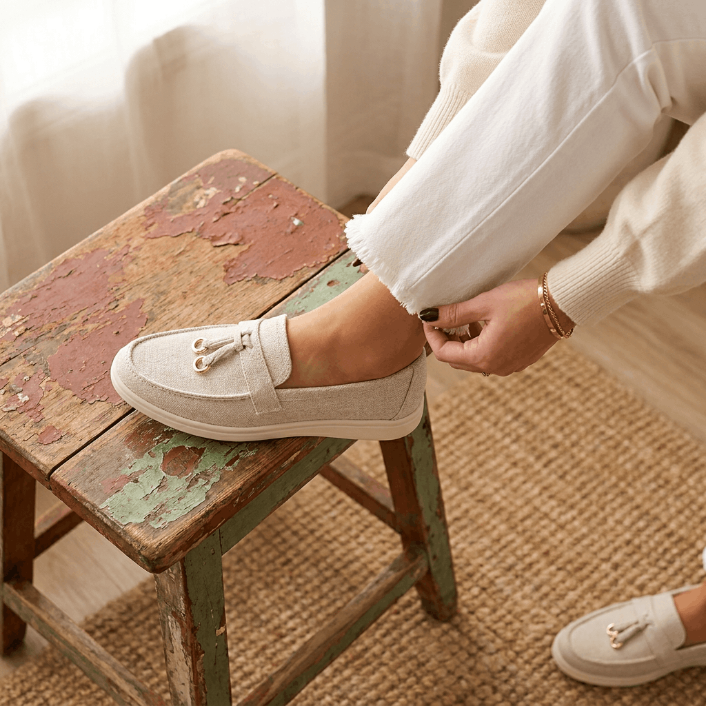 Celeste Suede Tassel Loafers – Gold Accent Slip-On Flats