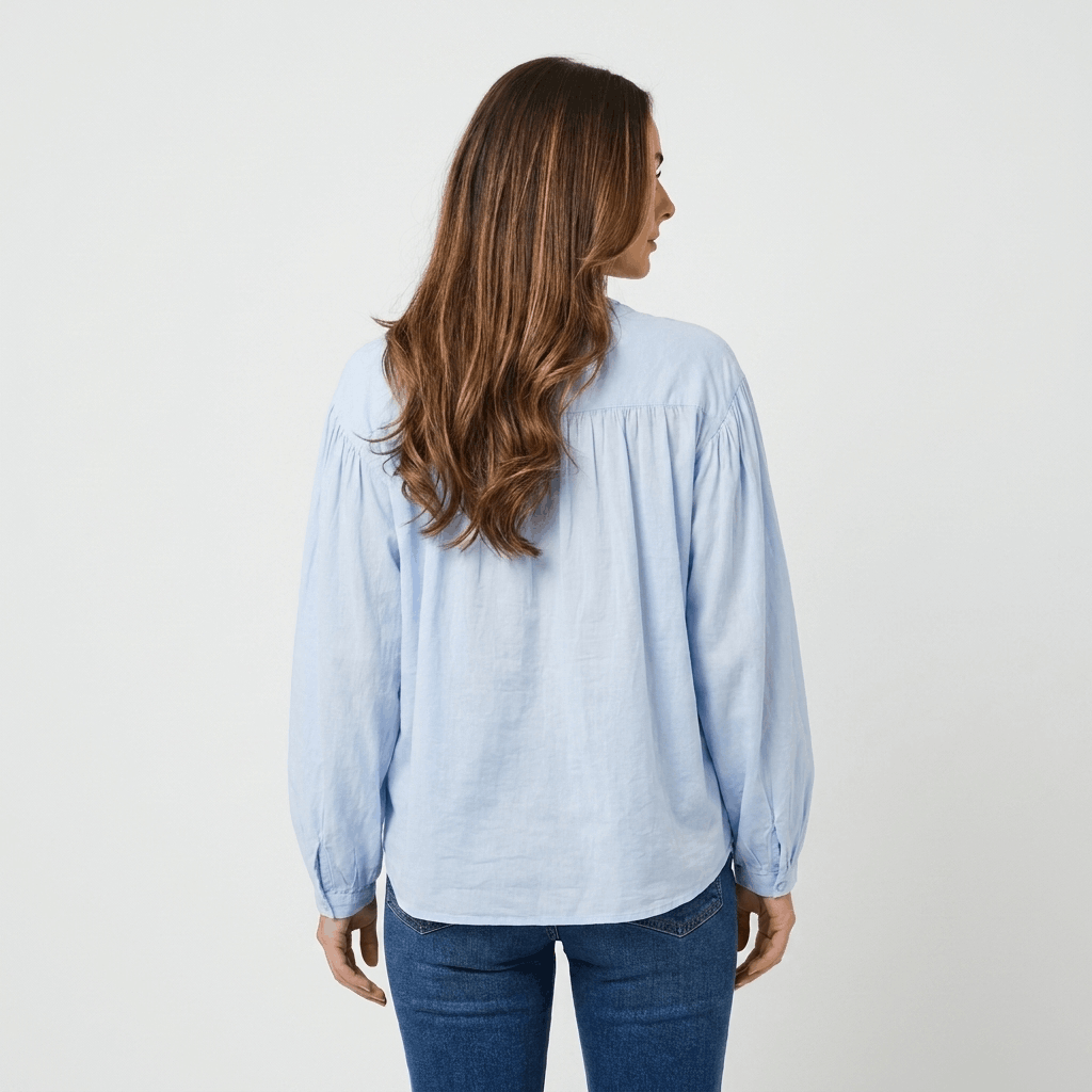 Aurora Cotton Ruffle Cuff Blouse – Relaxed Everyday Elegance