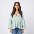 Sabrina Ruffle V-Neck Bohemian Blouse – Relaxed Vintage Elegance
