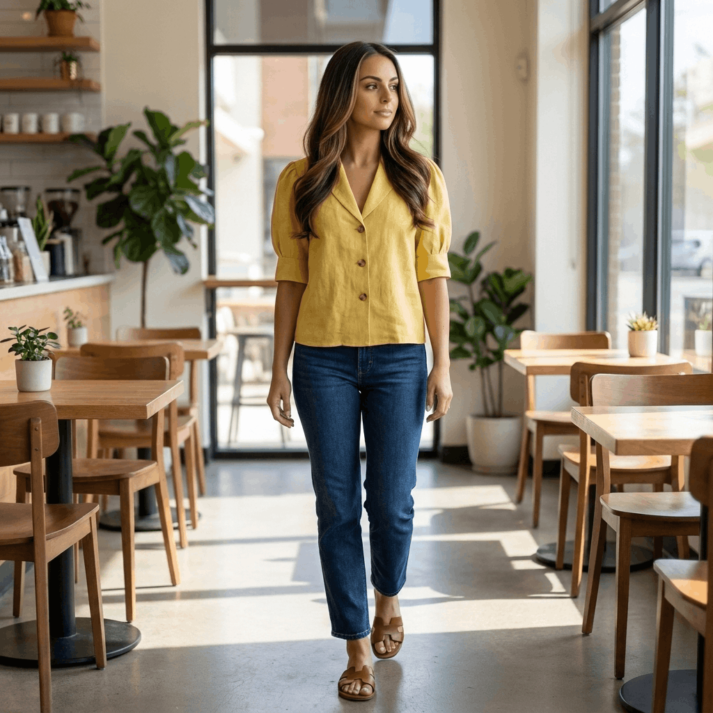 Camille Linen Blend Button Up Blouse – Relaxed Elegant Summer Top