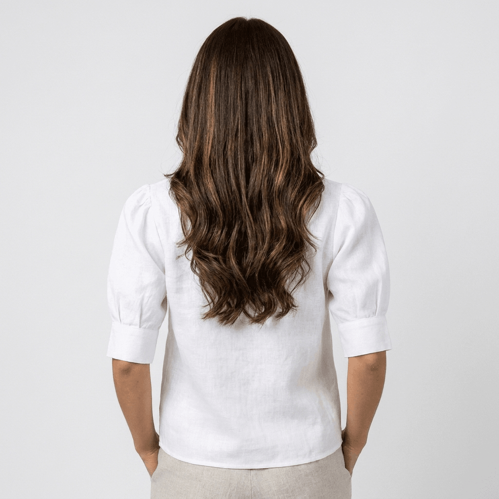 Camille Linen Blend Button Up Blouse – Relaxed Elegant Summer Top