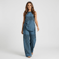Althea Linen Two-Piece Set – Geometric Sleeveless Wide Leg Co-Ord