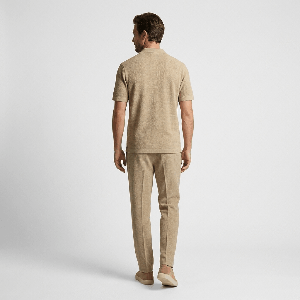 Alaric Textured Summer Two-Piece Set – Open Collar Shirt & Relaxed Trousers