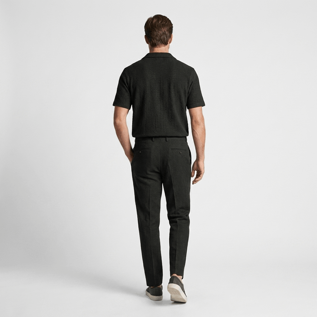 Alaric Textured Summer Two-Piece Set – Open Collar Shirt & Relaxed Trousers