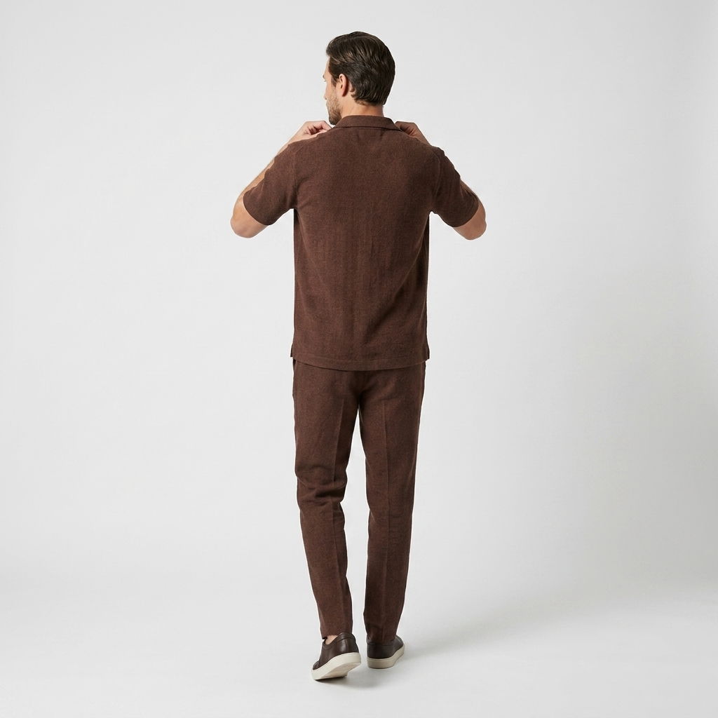 Alaric Textured Summer Two-Piece Set – Open Collar Shirt & Relaxed Trousers