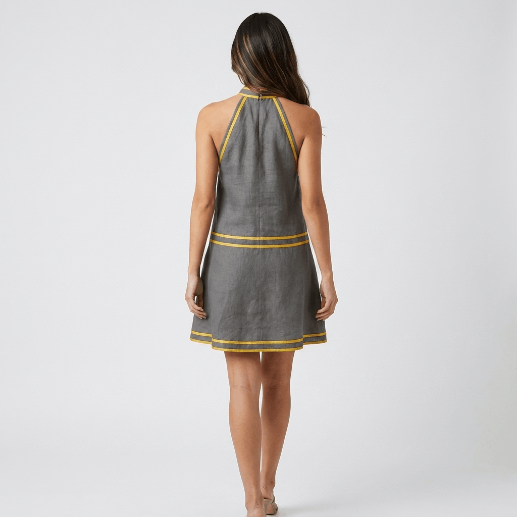 Alessia Linen Blend Halter Mini Dress – Flowy A-Line Statement