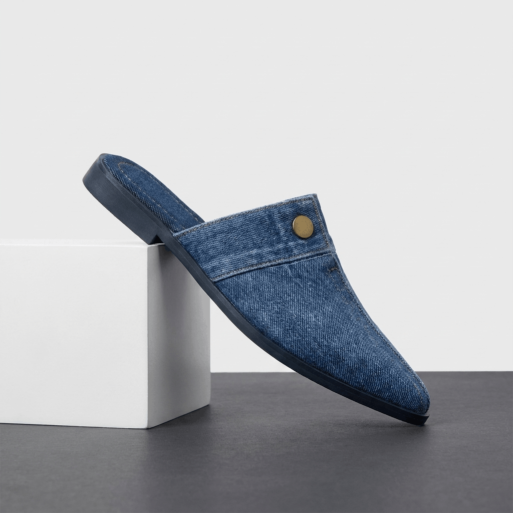 Elowen Denim Pointed-Toe Mule – Slip-On Casual Flats