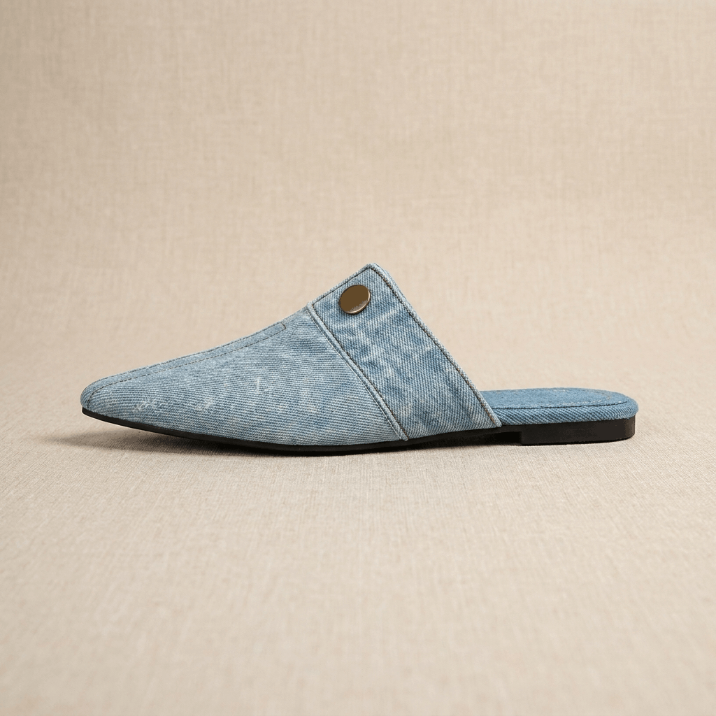 Elowen Denim Pointed-Toe Mule – Slip-On Casual Flats