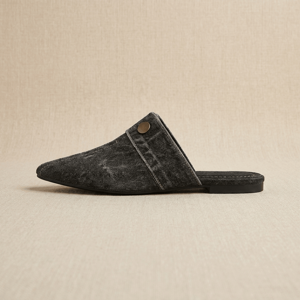 Elowen Denim Pointed-Toe Mule – Slip-On Casual Flats