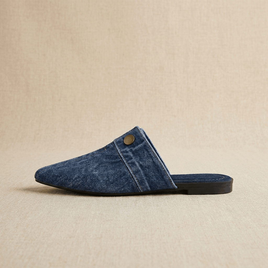 Elowen Denim Pointed-Toe Mule – Slip-On Casual Flats