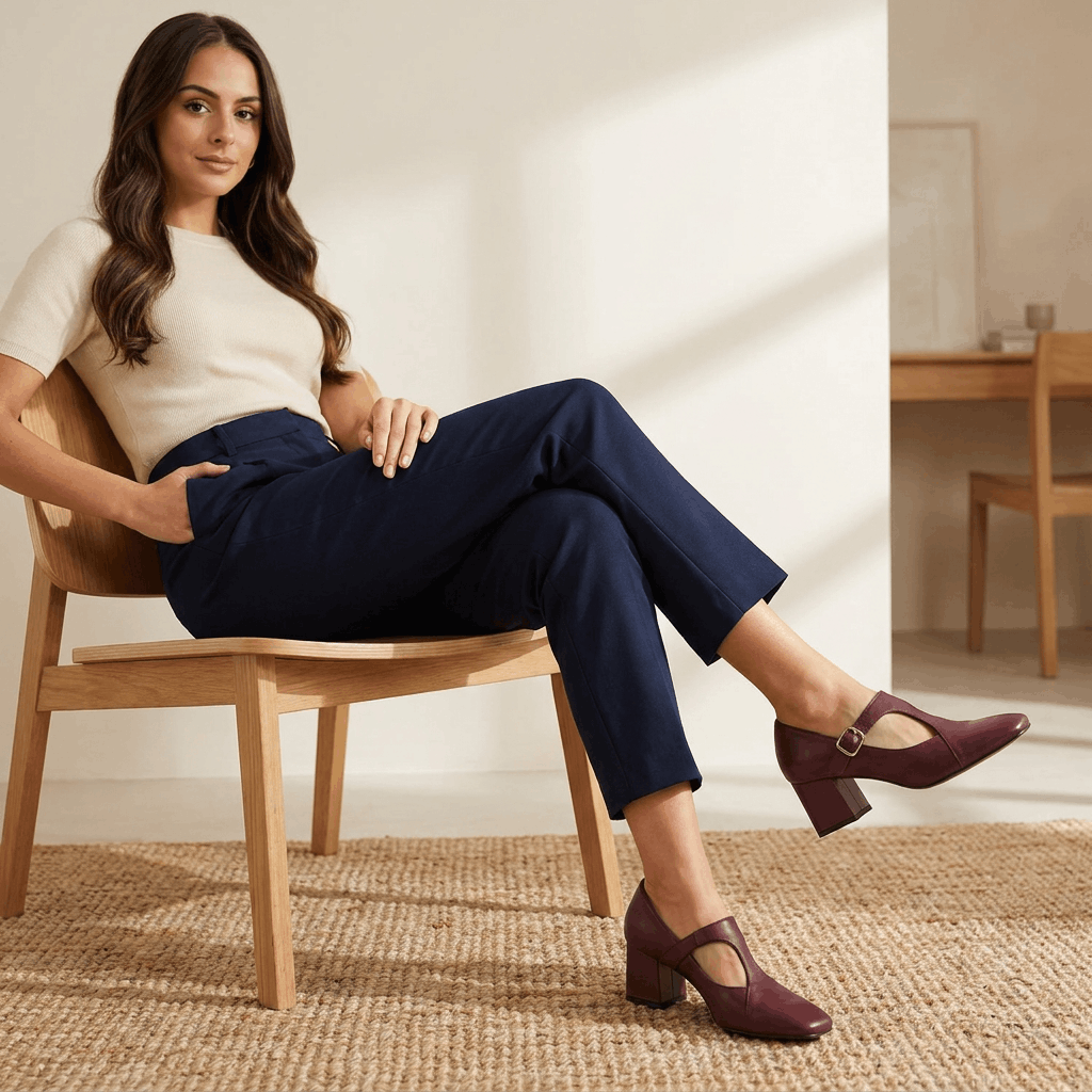 Viola Leather Mary Jane Heels – Square Toe Block Heel Pumps