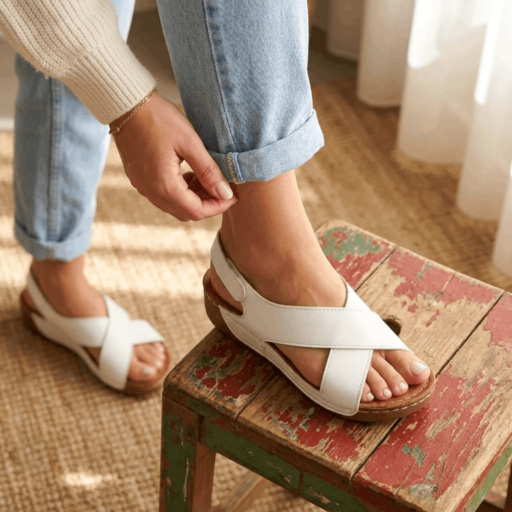 Berna Crisscross Wedge Sandals – Adjustable Slingback Summer Shoes