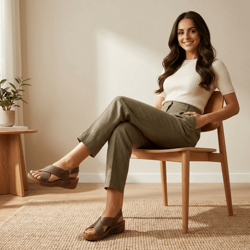 Berna Crisscross Wedge Sandals – Adjustable Slingback Summer Shoes