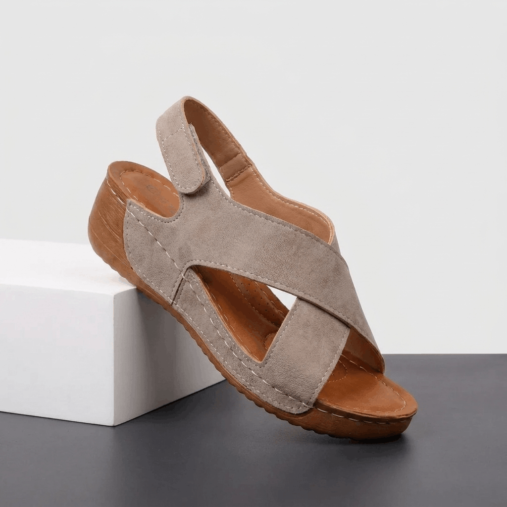 Berna Crisscross Wedge Sandals – Adjustable Slingback Summer Shoes