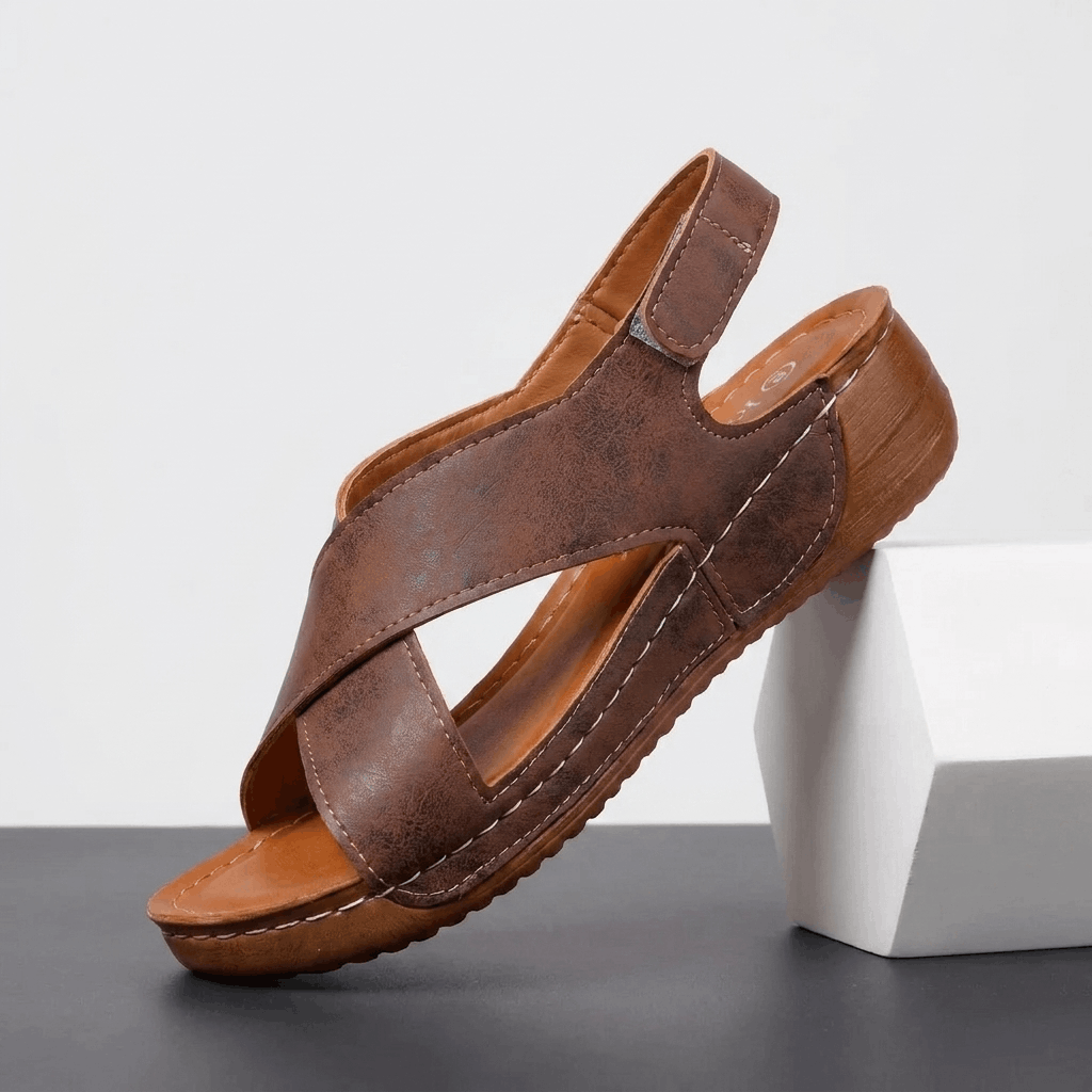 Berna Crisscross Wedge Sandals – Adjustable Slingback Summer Shoes