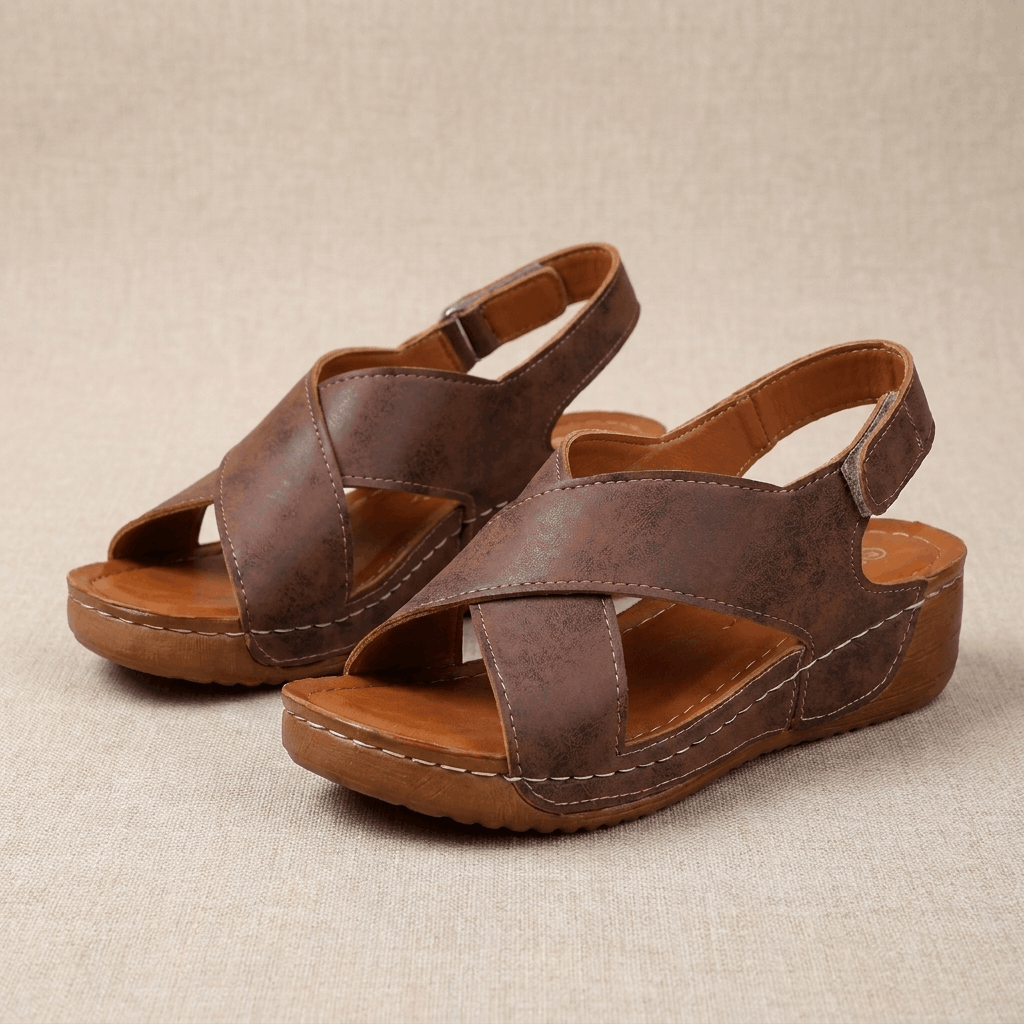 Berna Crisscross Wedge Sandals – Adjustable Slingback Summer Shoes