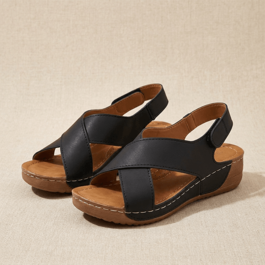 Berna Crisscross Wedge Sandals – Adjustable Slingback Summer Shoes