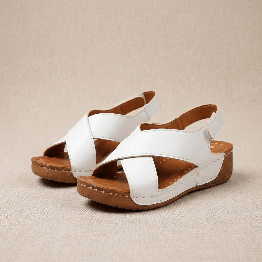Berna Crisscross Wedge Sandals – Adjustable Slingback Summer Shoes