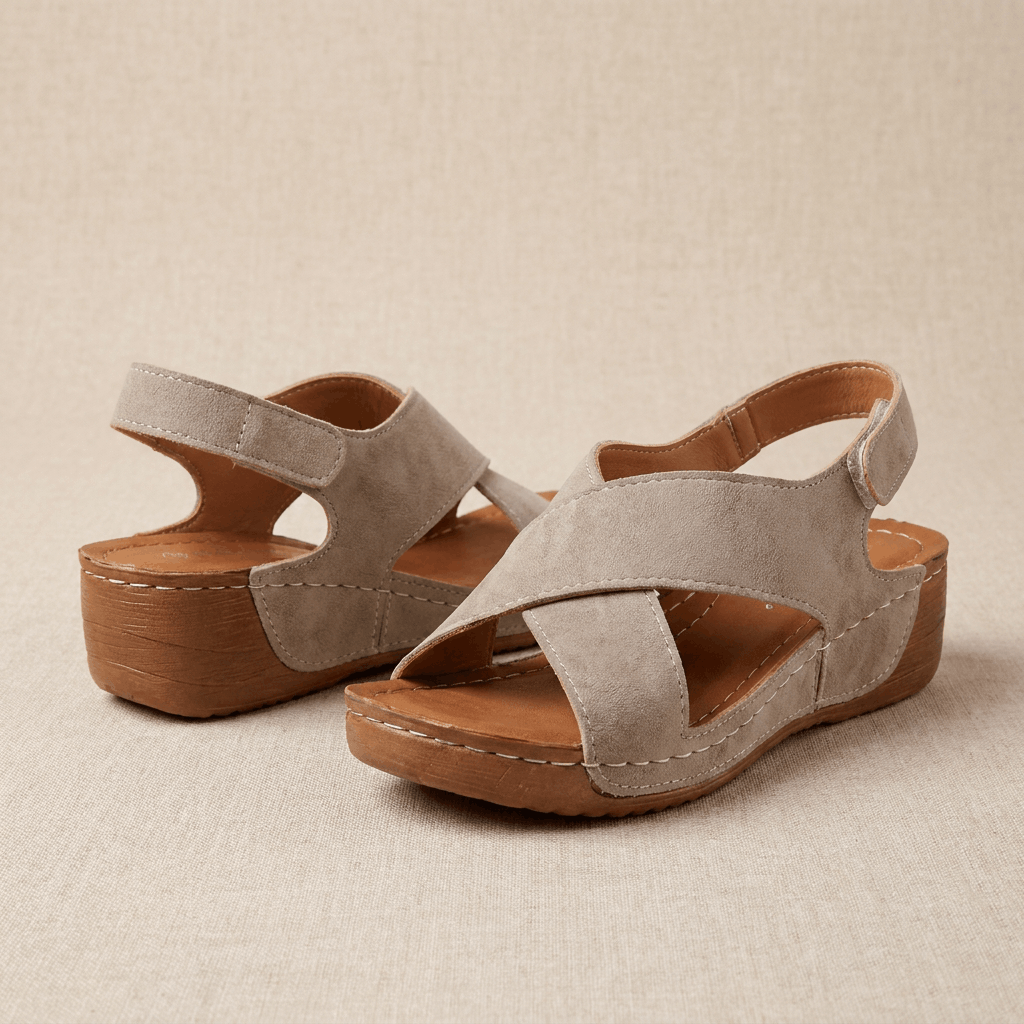 Berna Crisscross Wedge Sandals – Adjustable Slingback Summer Shoes