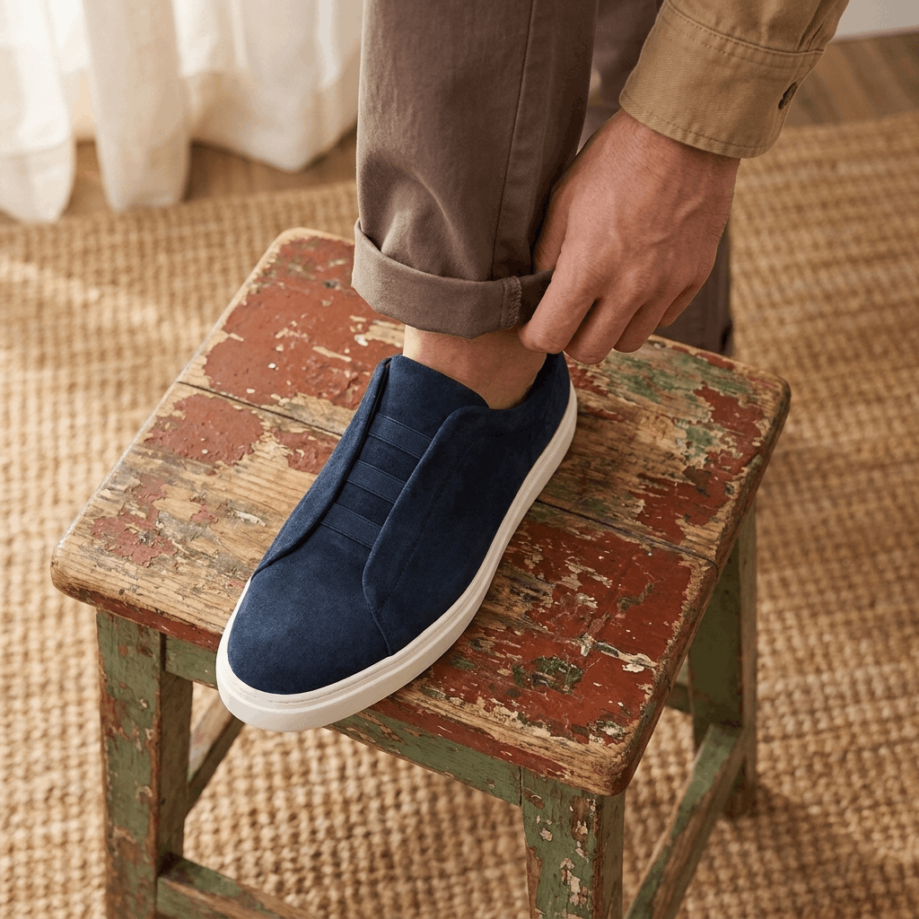 Mark Suede Slip-On Sneakers – Stretch Lace Casual Shoes