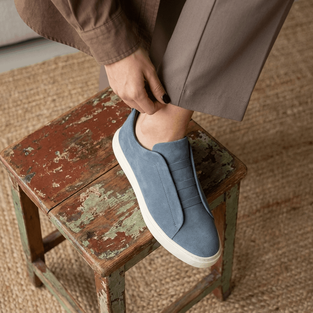 Mark Suede Slip-On Sneakers – Stretch Lace Casual Shoes