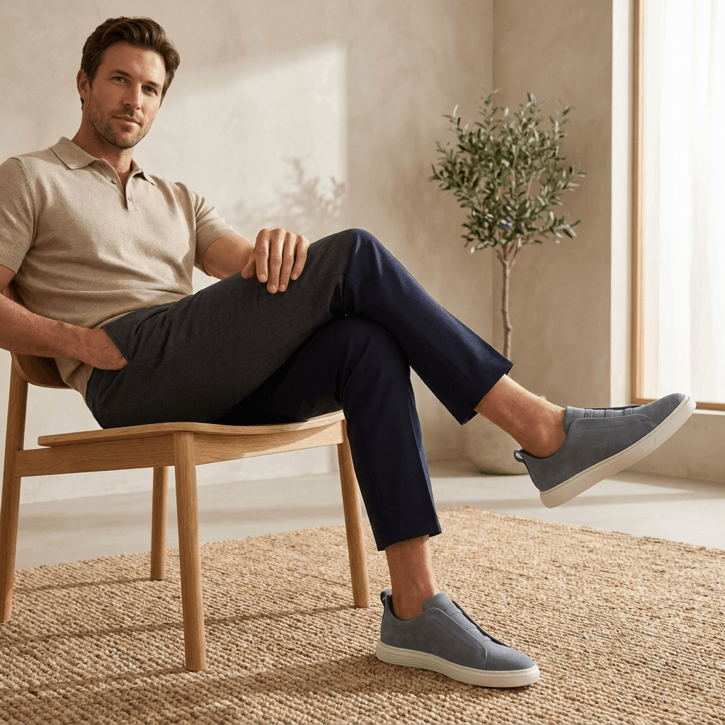 Mark Suede Slip-On Sneakers – Stretch Lace Casual Shoes