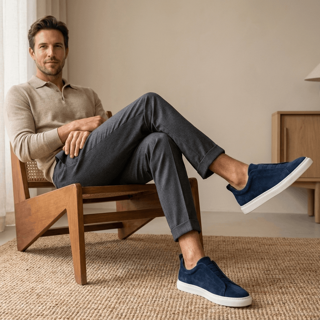 Mark Suede Slip-On Sneakers – Stretch Lace Casual Shoes