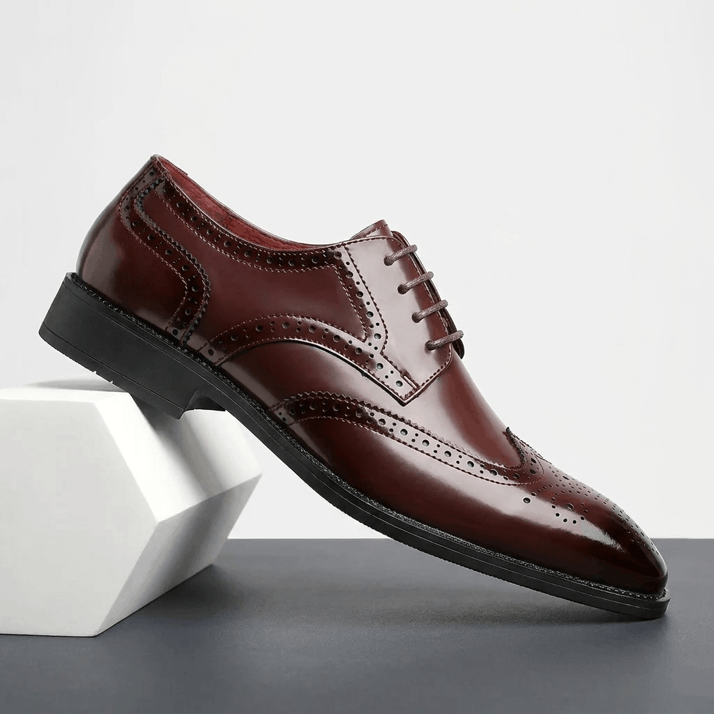Frederick Patent Leather Brogue Shoes – Classic Wingtip Oxford Dress Shoes