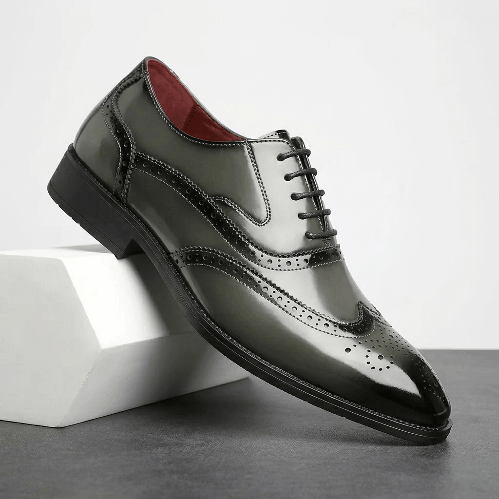 Frederick Patent Leather Brogue Shoes – Classic Wingtip Oxford Dress Shoes