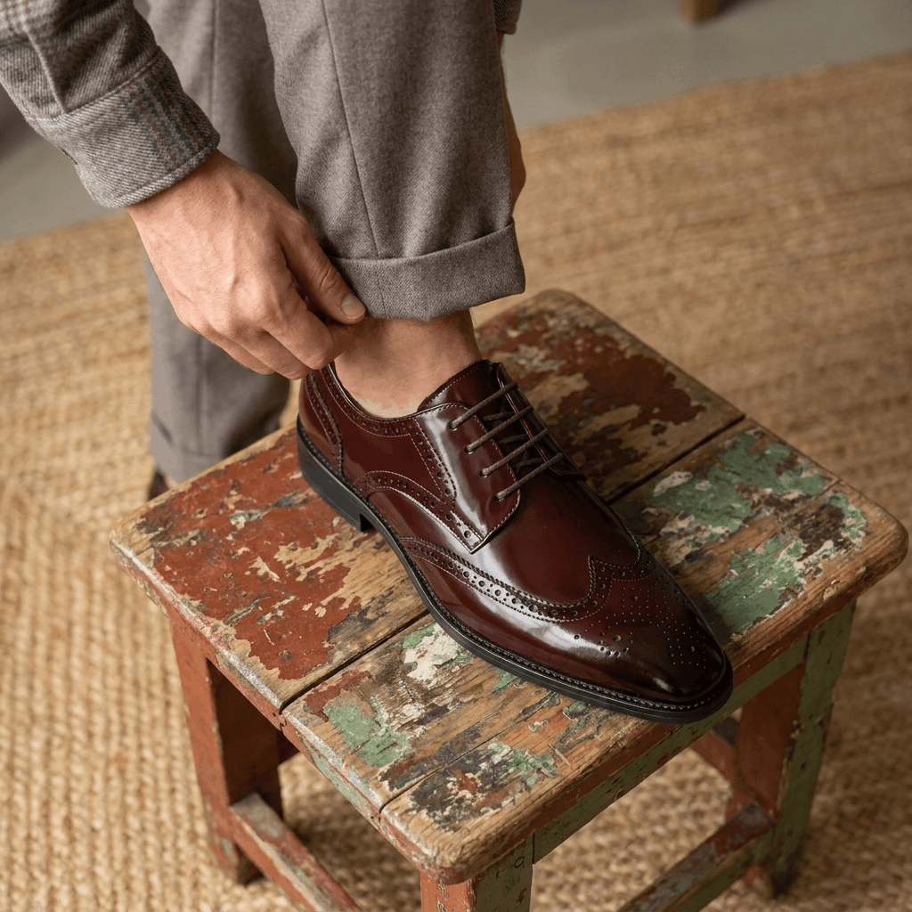 Frederick Patent Leather Brogue Shoes – Classic Wingtip Oxford Dress Shoes