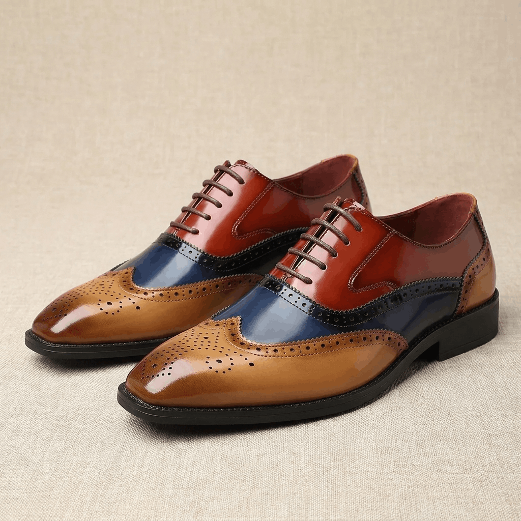 Frederick Patent Leather Brogue Shoes – Classic Wingtip Oxford Dress Shoes