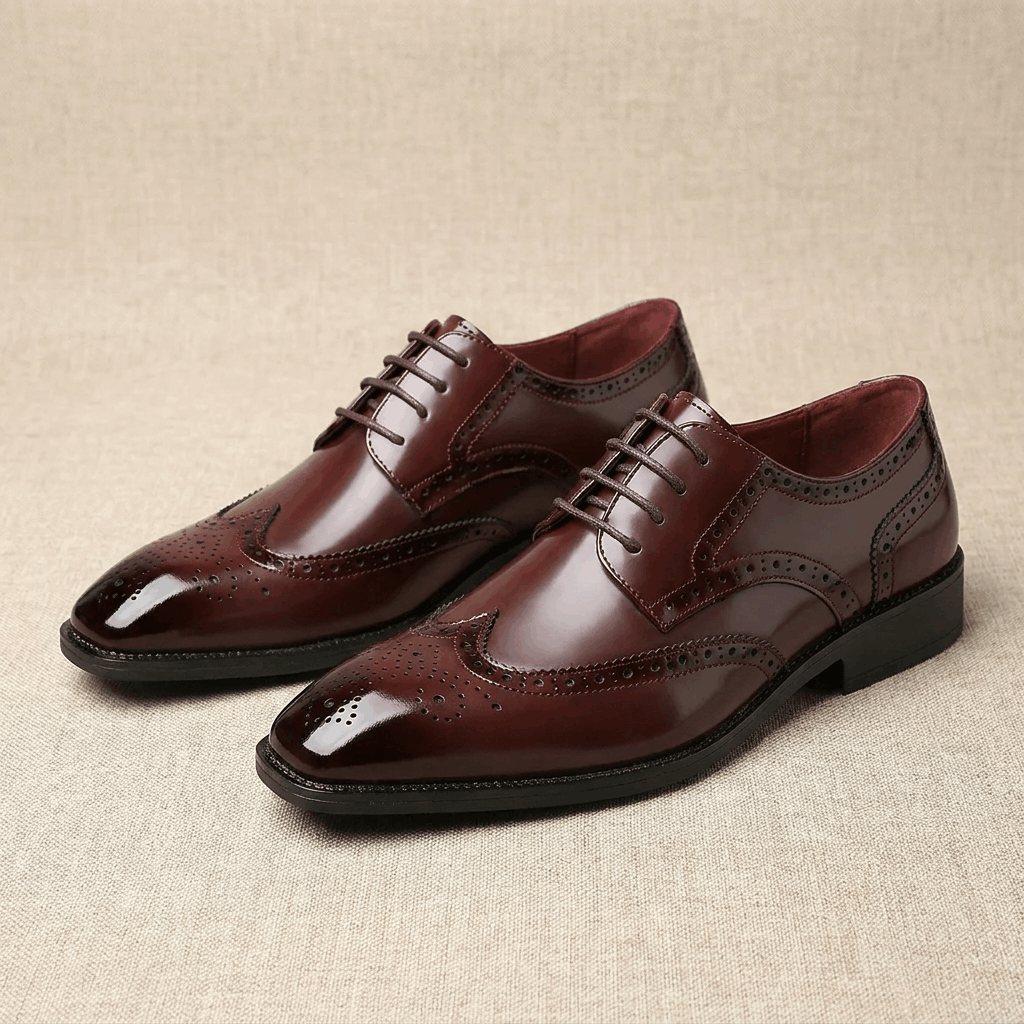 Frederick Patent Leather Brogue Shoes – Classic Wingtip Oxford Dress Shoes