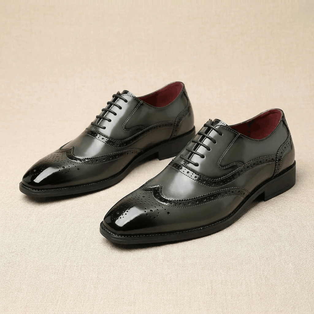 Frederick Patent Leather Brogue Shoes – Classic Wingtip Oxford Dress Shoes