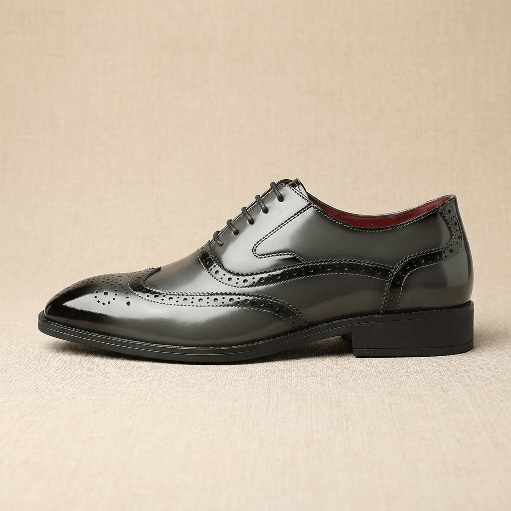 Frederick Patent Leather Brogue Shoes – Classic Wingtip Oxford Dress Shoes