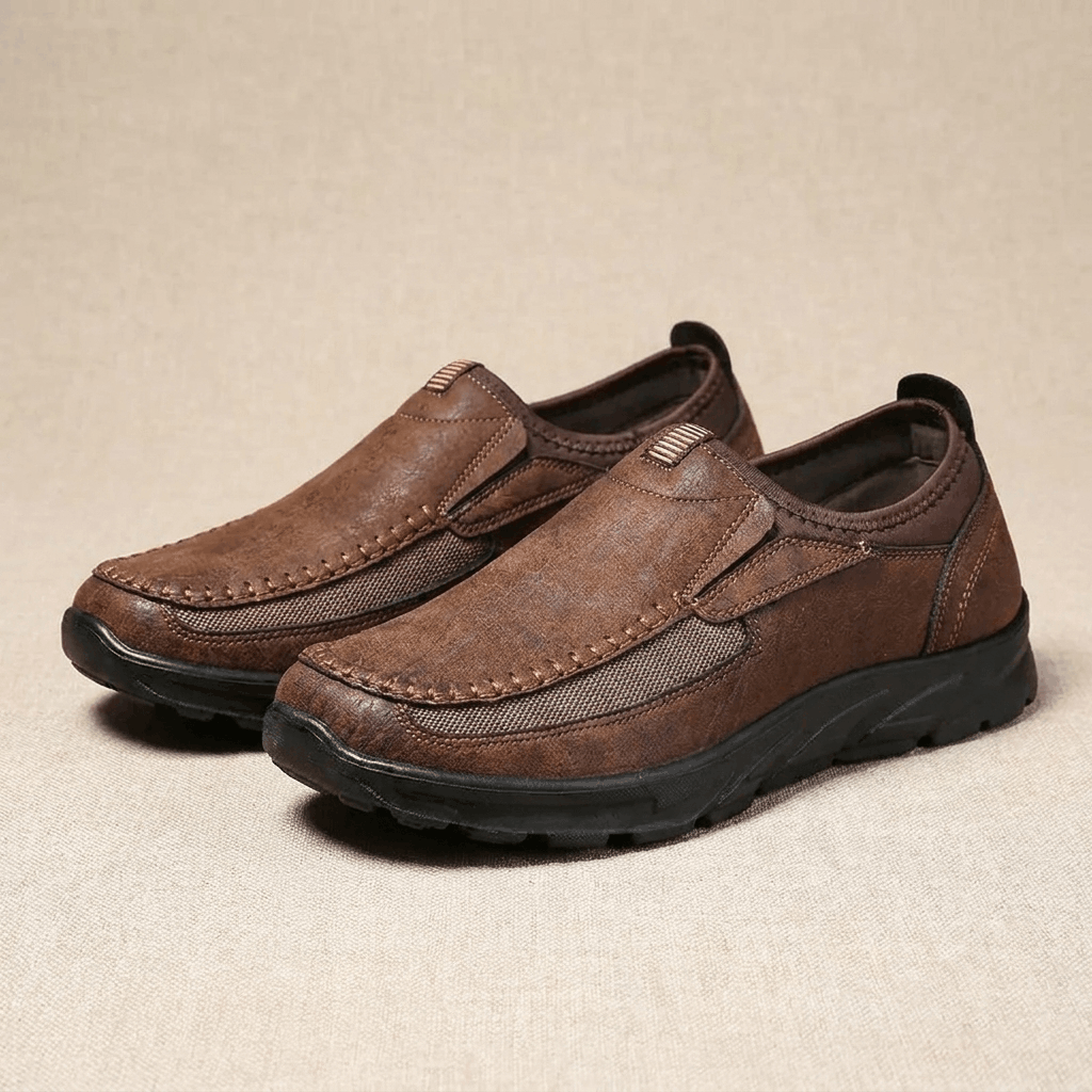 Bradley Leather Slip-On Loafers – Breathable Comfort Walking Shoes