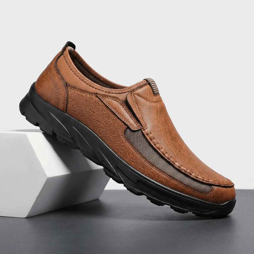 Bradley Leather Slip-On Loafers – Breathable Comfort Walking Shoes