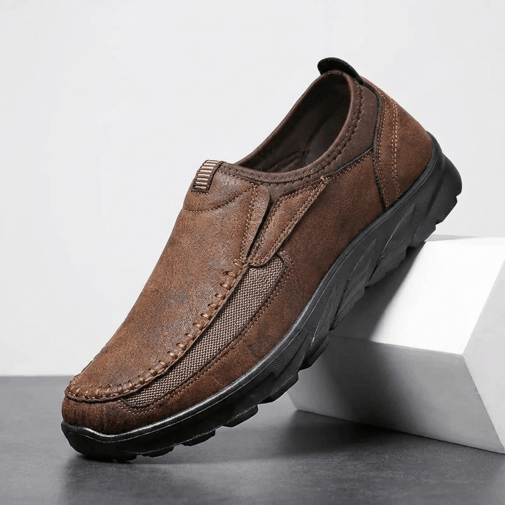 Bradley Leather Slip-On Loafers – Breathable Comfort Walking Shoes