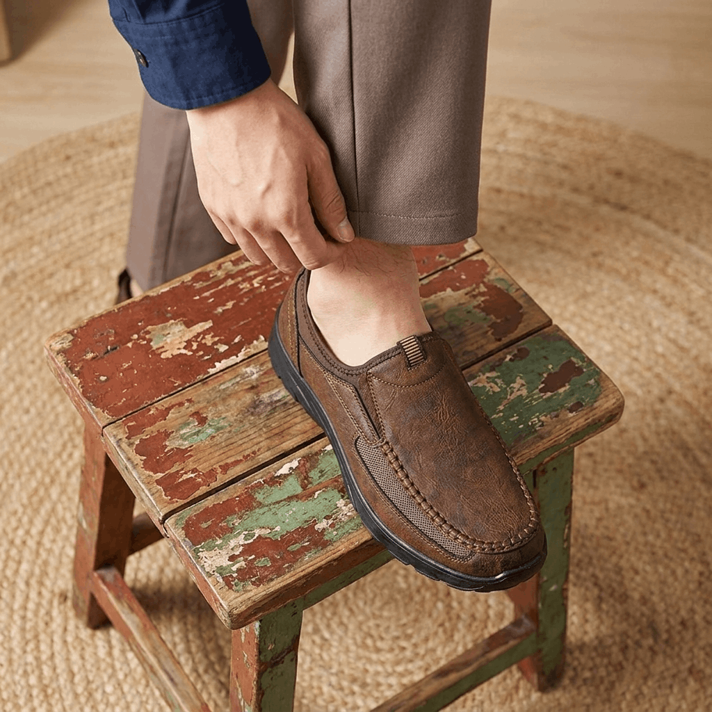 Bradley Leather Slip-On Loafers – Breathable Comfort Walking Shoes